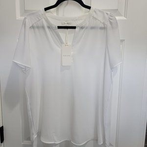 New with Tags!  Women's Pleione Blouse with short sleeves, ivory.